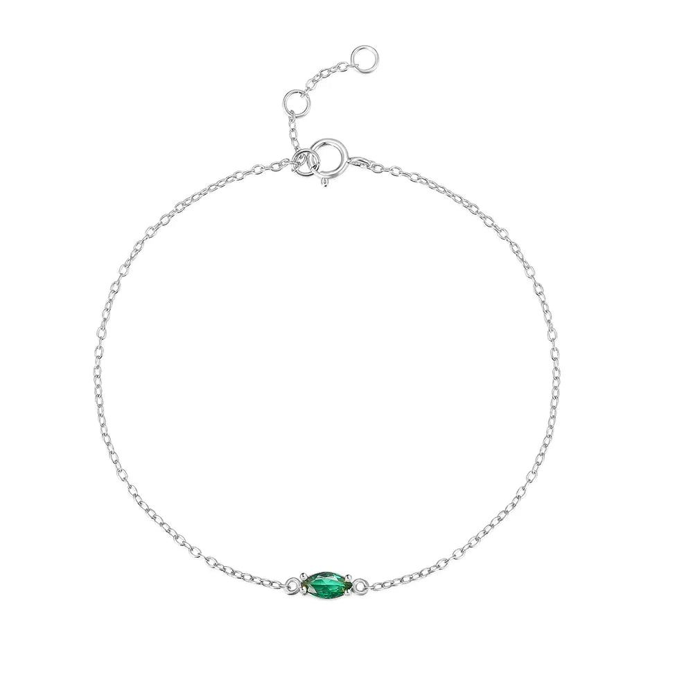 925 Sterling Silver Green Gemstone Bracelet – Gold & White Gold