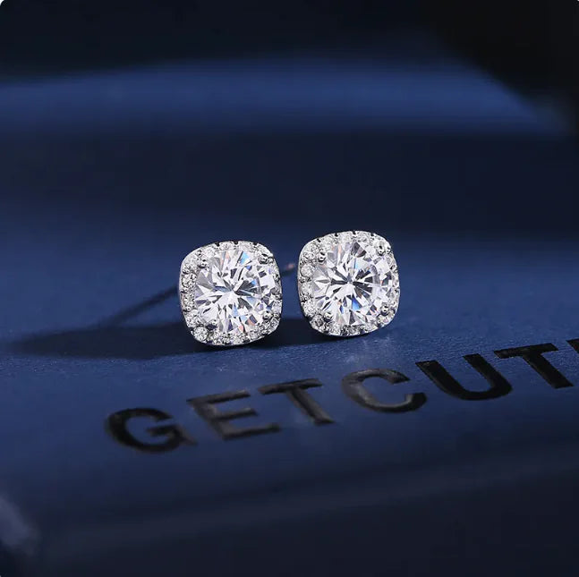 925 Sterling Silver Zircon Crystal Earrings – Multiple Color Options