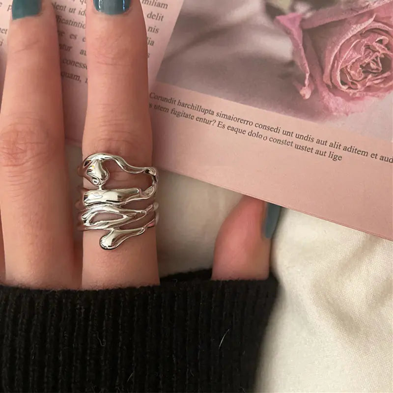 Double-Layer Zircon Open Ring – Adjustable Elegant Design for Women