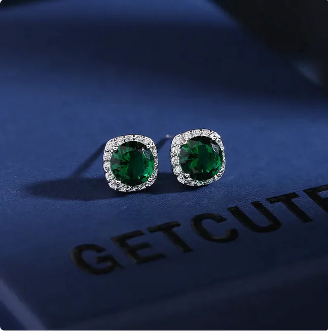 925 Sterling Silver Zircon Crystal Earrings – Multiple Color Options