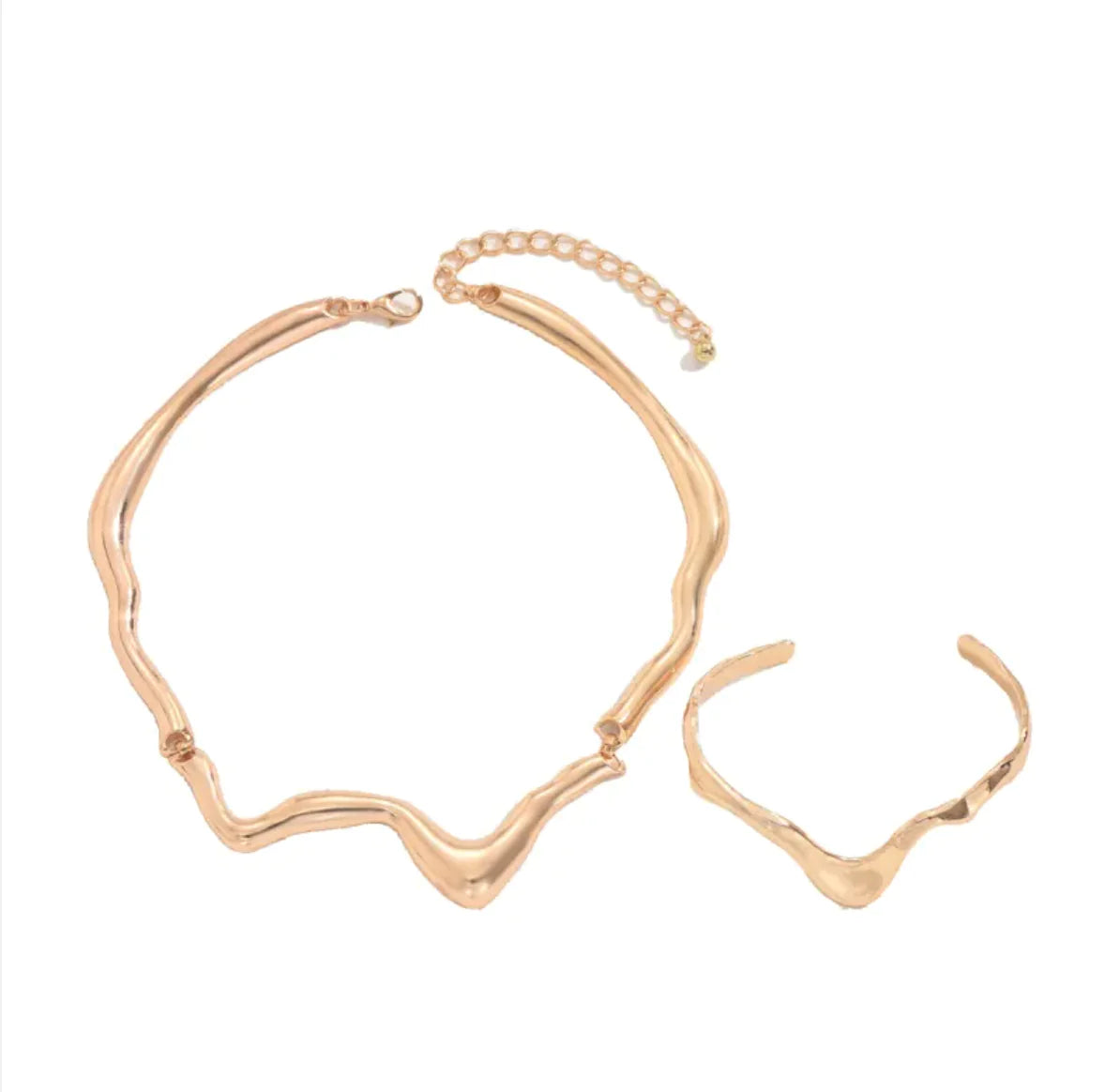 Twisted Metal Necklace & Bracelet Set – Gold & Silver Options