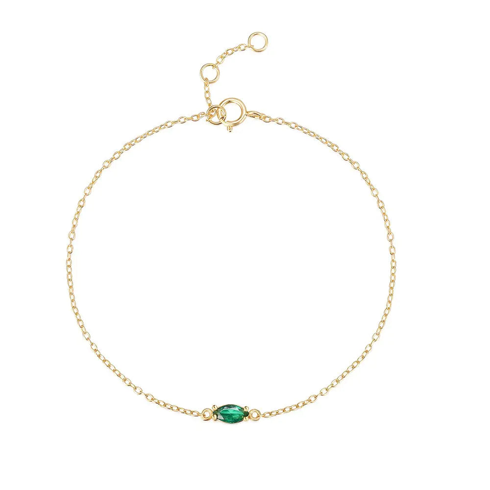 925 Sterling Silver Green Gemstone Bracelet – Gold & White Gold
