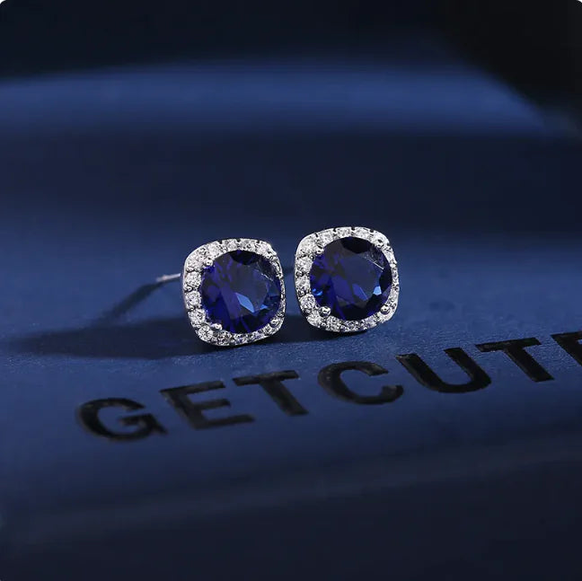 925 Sterling Silver Zircon Crystal Earrings – Multiple Color Options