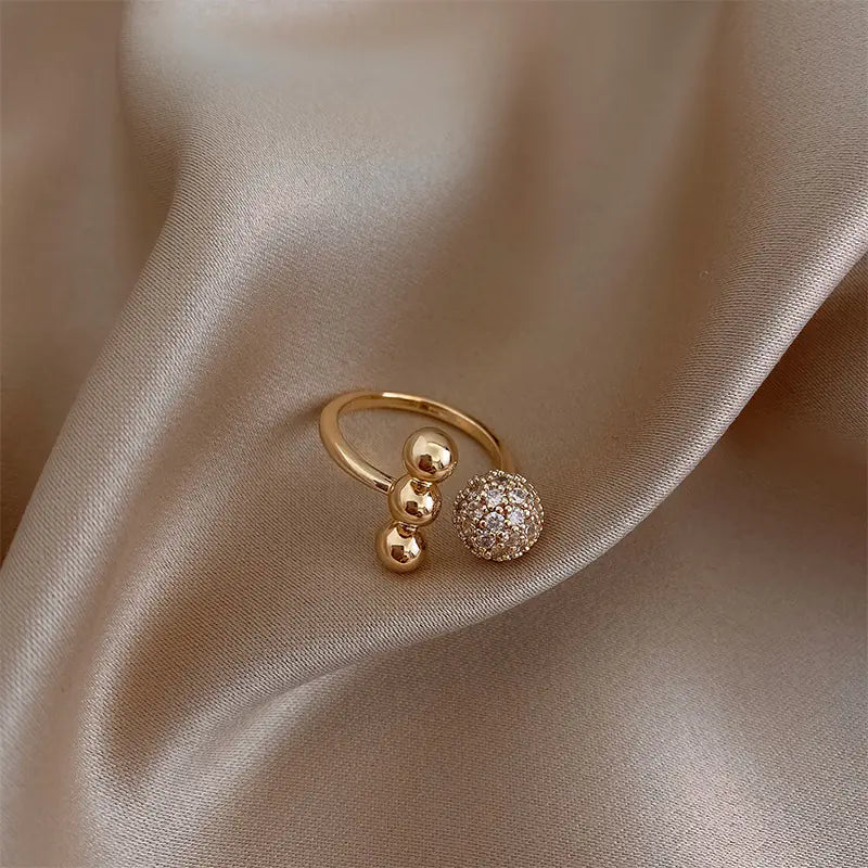 Double-Layer Zircon Open Ring – Adjustable Elegant Design for Women