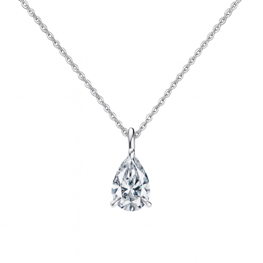 Elegant Teardrop Zircon Necklace – 925 Sterling Silver Pendant with 14K Gold Chain