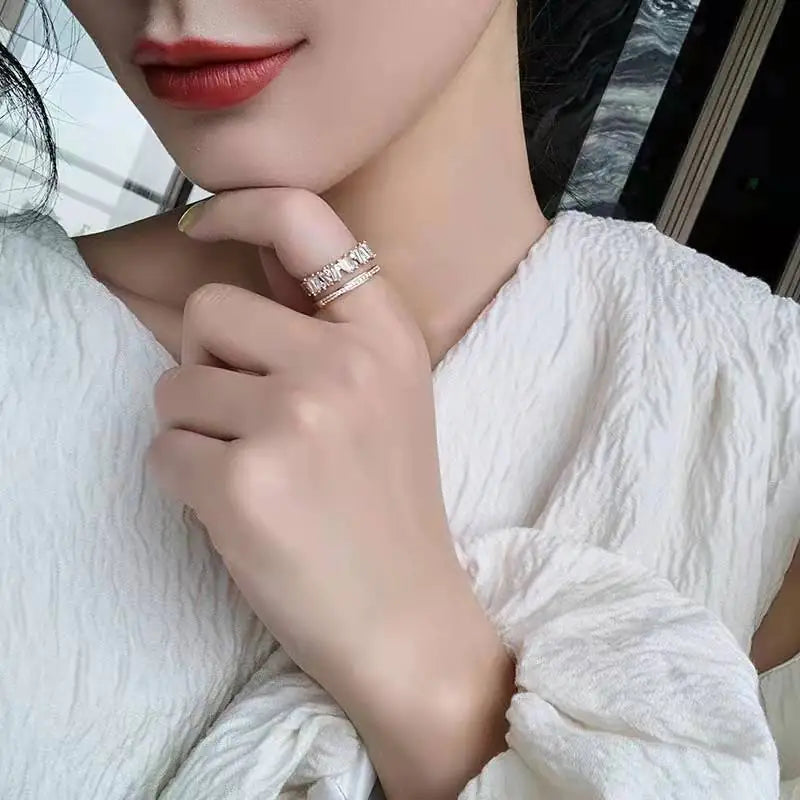 Minimalist Double-Layer Zircon Ring – Gold or Silver Elegance