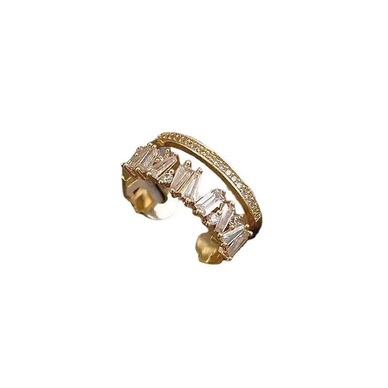 Minimalist Double-Layer Zircon Ring – Gold or Silver Elegance