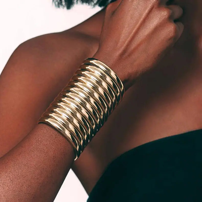 Bold Statement Necklace & Bracelet Set – Gold Chunky Chain Look