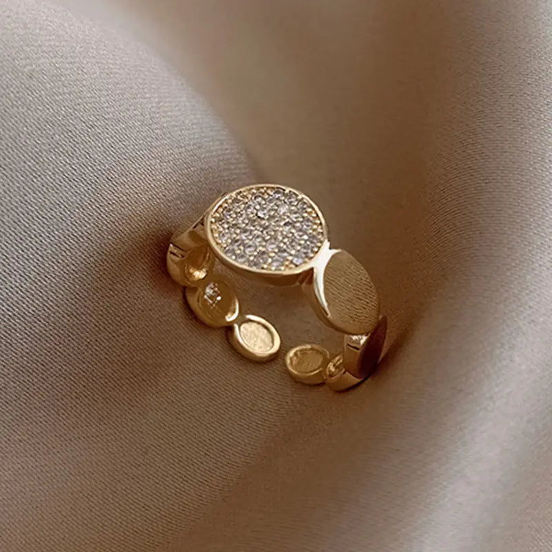 Double-Layer Zircon Open Ring – Adjustable Elegant Design for Women