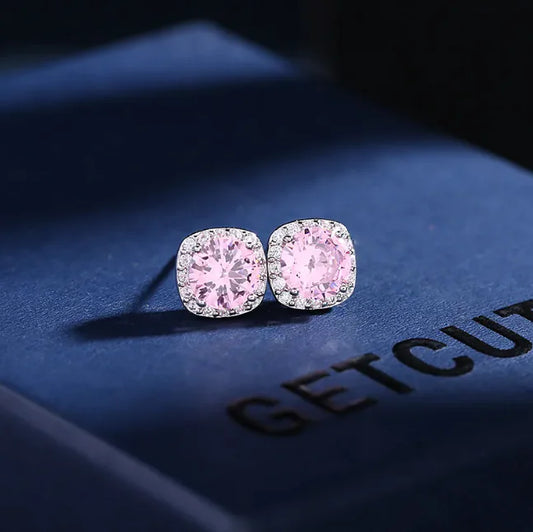 925 Sterling Silver Zircon Crystal Earrings – Multiple Color Options