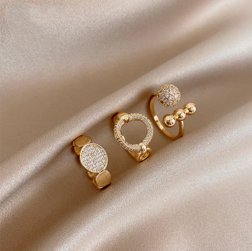 Double-Layer Zircon Open Ring – Adjustable Elegant Design for Women