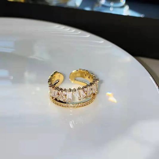Minimalist Double-Layer Zircon Ring – Gold or Silver Elegance