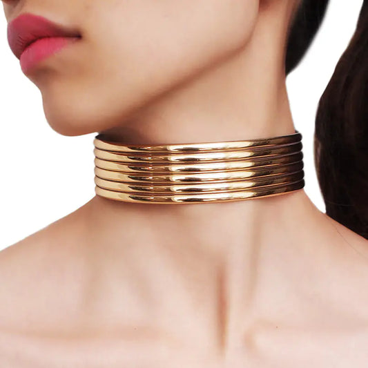 Bold Statement Necklace & Bracelet Set – Gold Chunky Chain Look