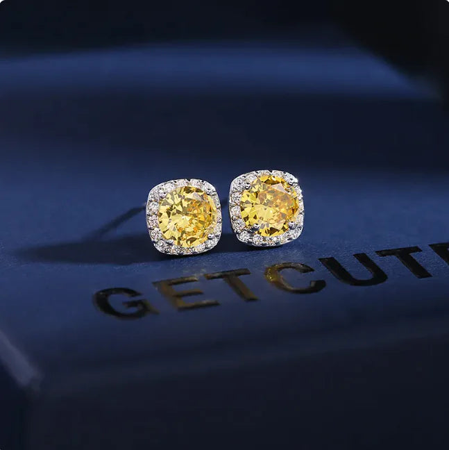 925 Sterling Silver Zircon Crystal Earrings – Multiple Color Options