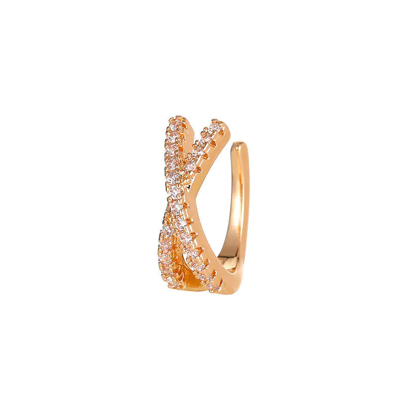 Geometric Zircon Ear Cuff – Minimalist Gold or Silver Clip-On